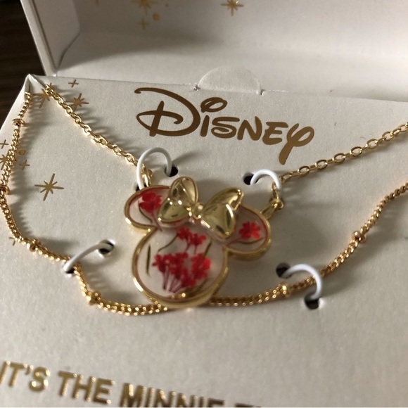Disney “It’s the Minnie things in life” dry floral sliver plated necklace - Picture 3 of 3